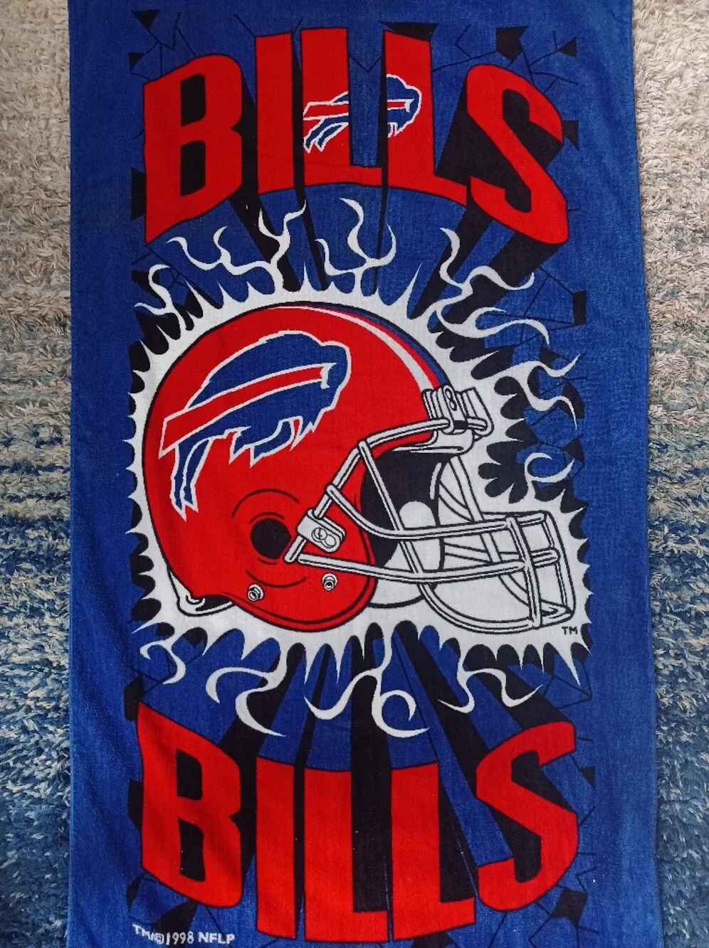 Vintage 90s 1998 Buffalo Bills Shockwave Beach Towel NFL  58